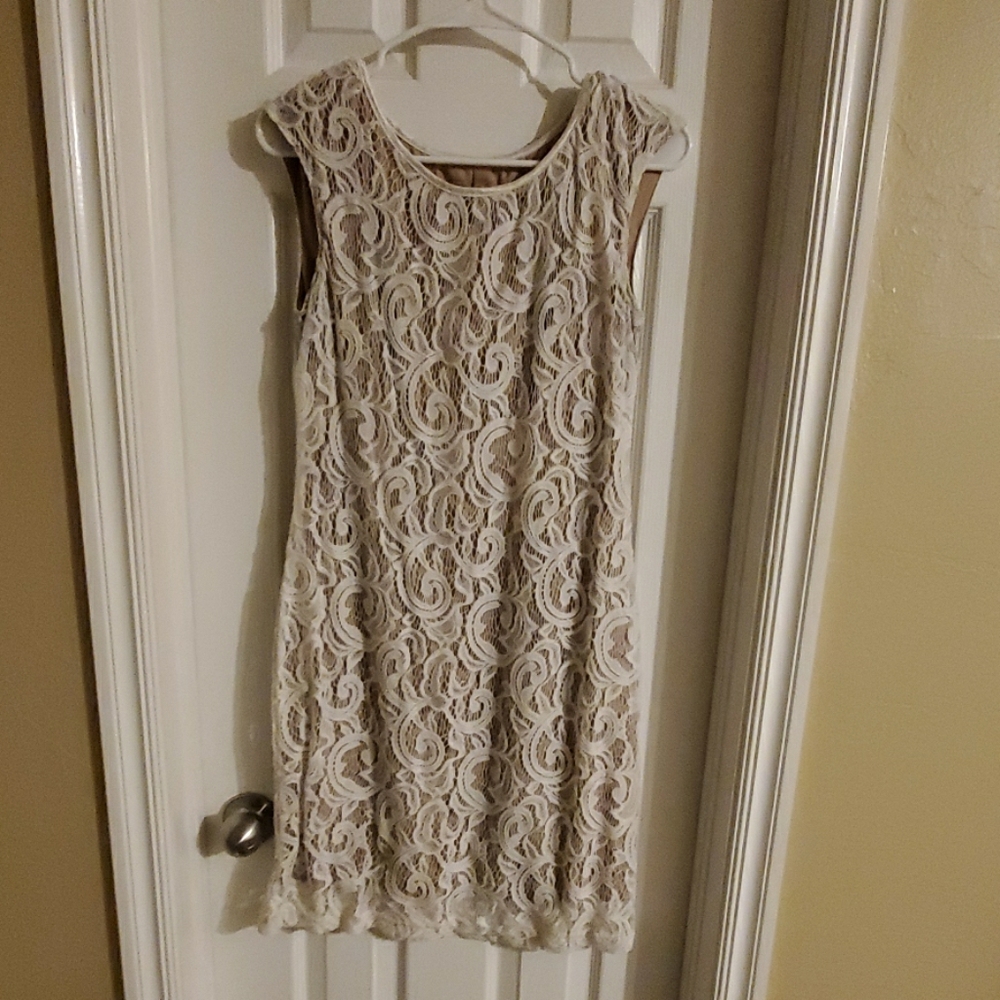 White lace overlay dress